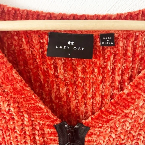 Lazy Oaf Red V-Neck Sweater Cardigan - Picture 2 of 6